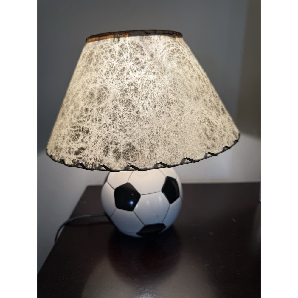 Soccer Sports Ball Table Lamp design ~12"Tall with shade tested works